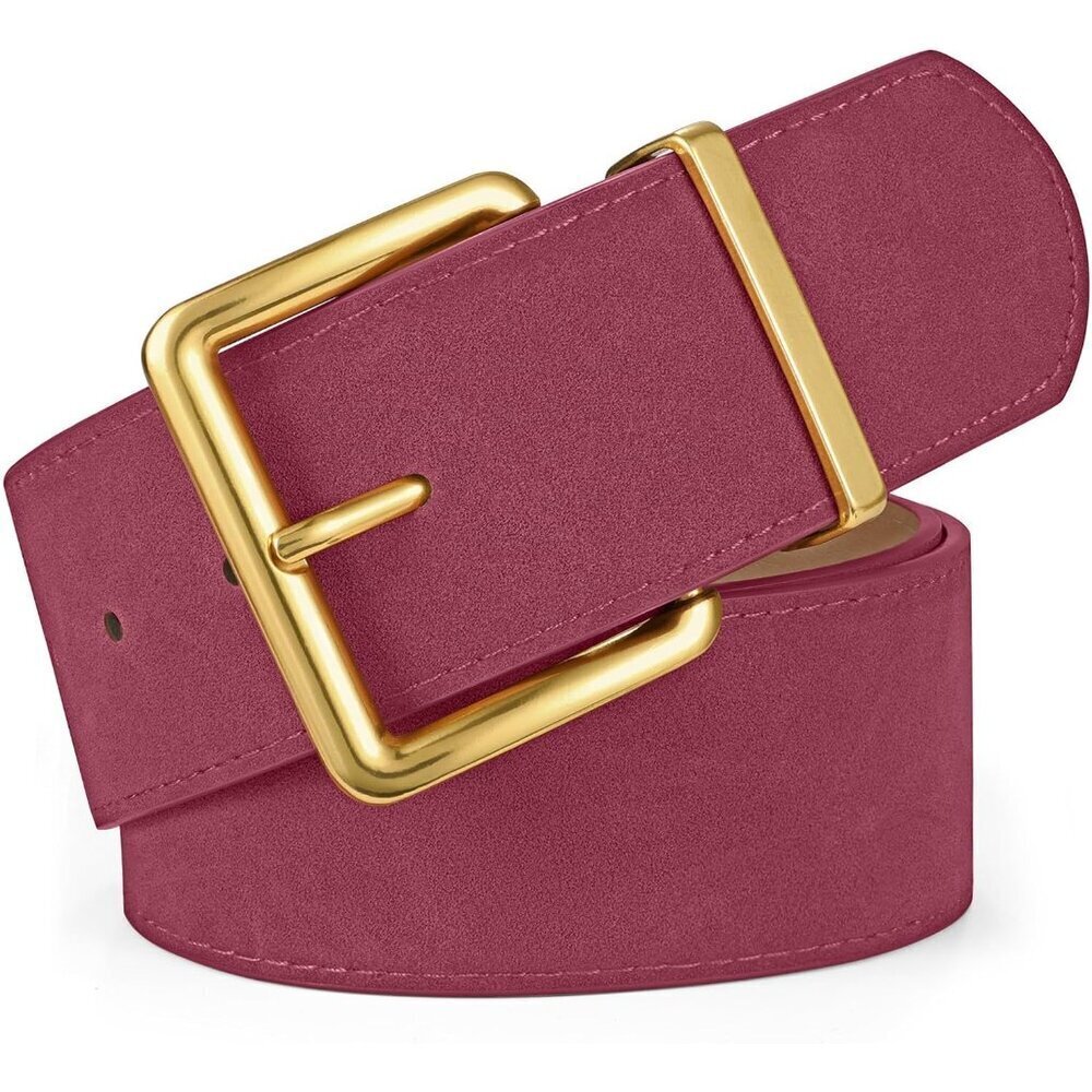 Women Wide Suede Belt Gold Buckle Dress Casual Festival Adjustable